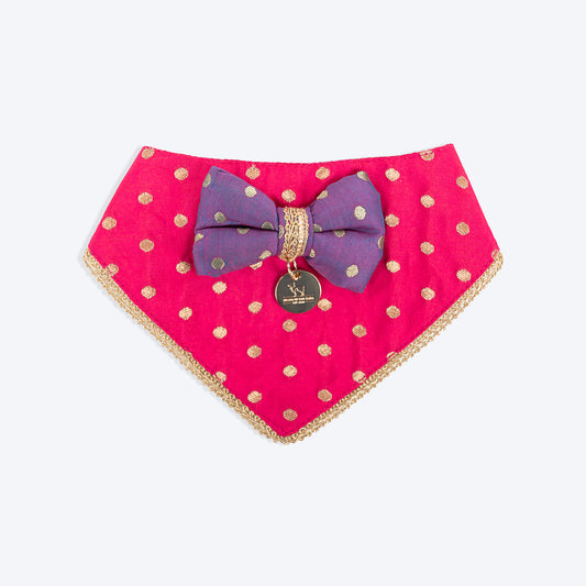 HUFT Desi Glam Bow Scarf For Cat & Puppy - Pink & Purple