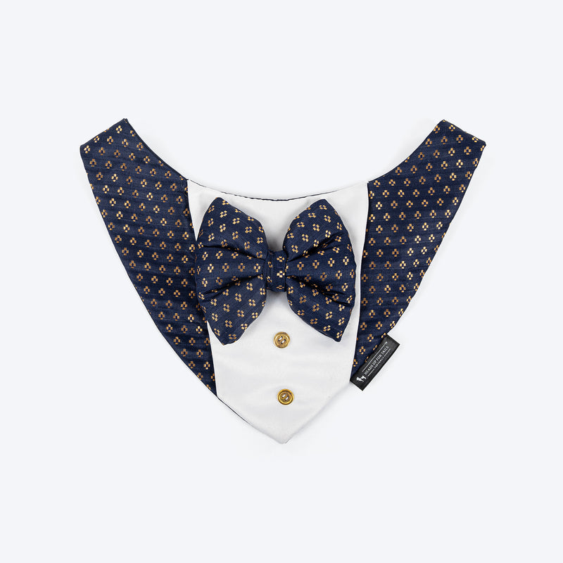 HUFT Shahi Paws Tuxedo Bandana For Dog - Blue - Heads Up For Tails