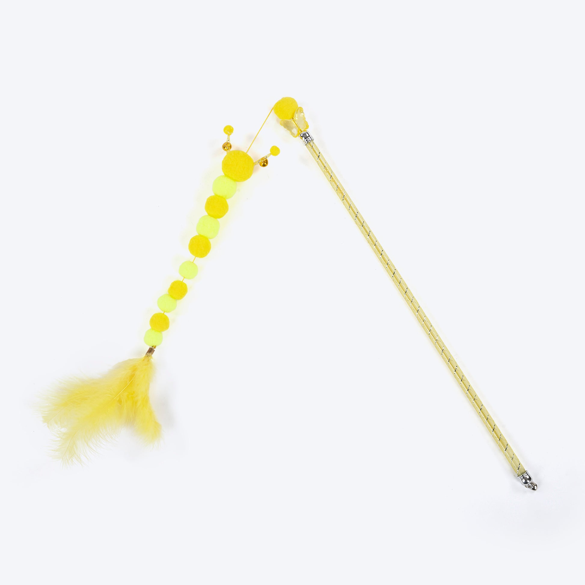 TLC Pompom Dazzle Wand Toy For Cat - Yellow - Heads Up For Tails