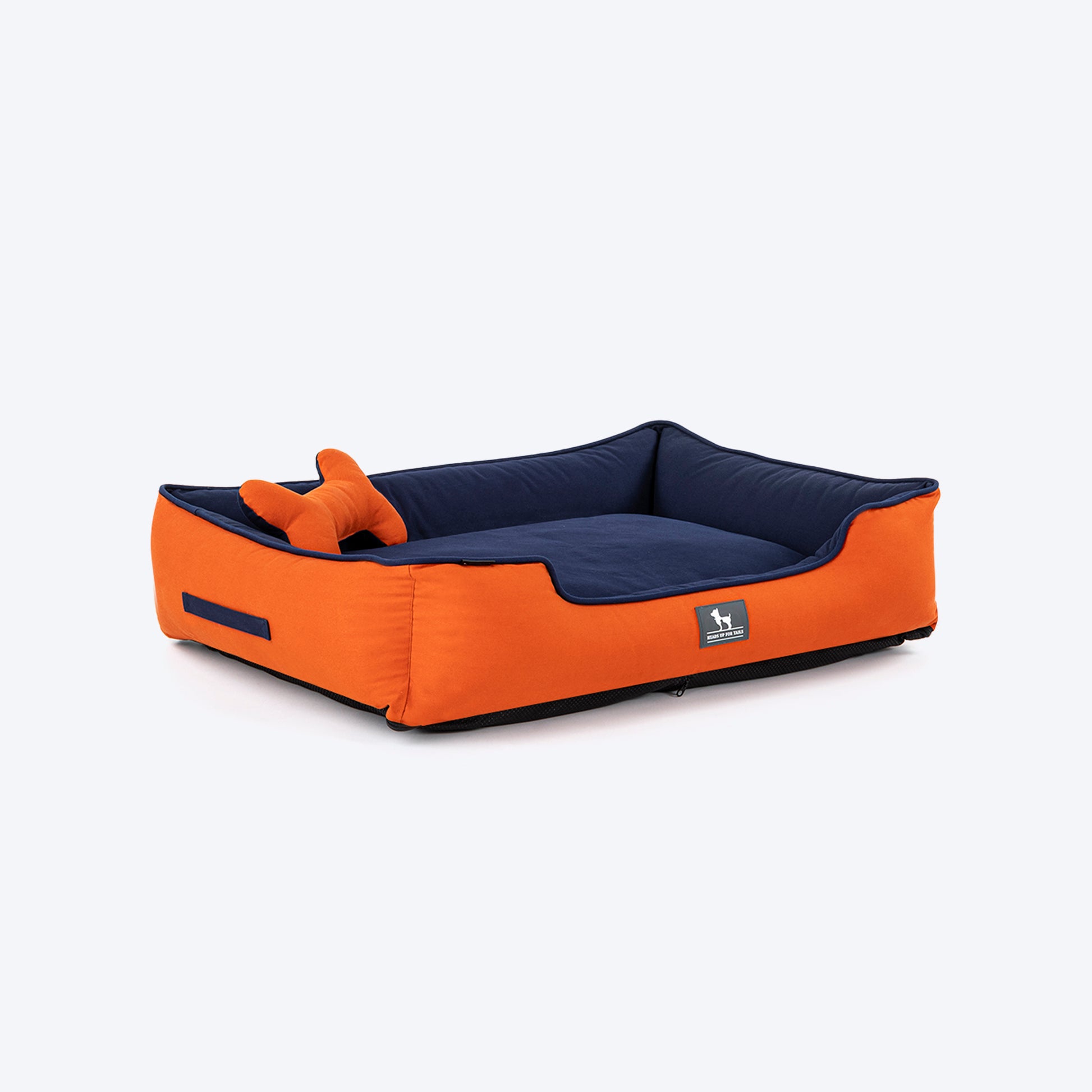 HUFT Classic Lounger Dog Bed - Navy & Rust - Heads Up For Tails