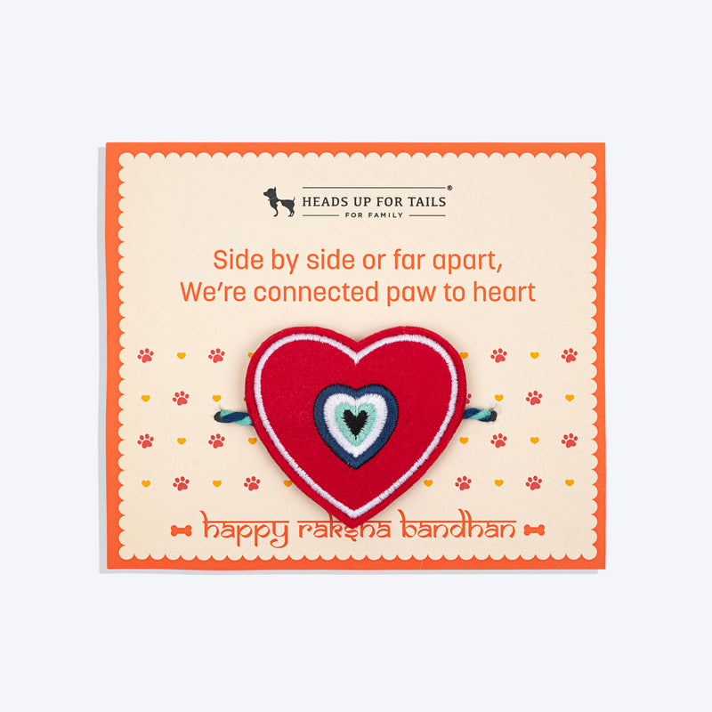 HUFT Dil Se Raksha Tie Rakhi For Dog & Cat - Red - Heads Up For Tails