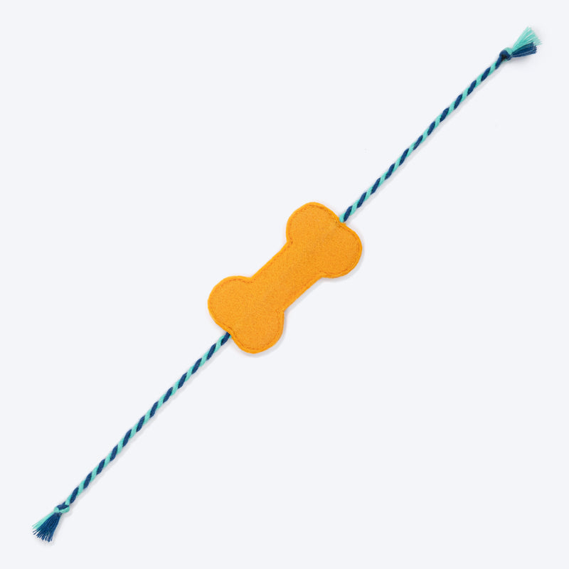 HUFT Nazar Buster Tie Rakhi For Dog & Cat - Yellow - Heads Up For Tails