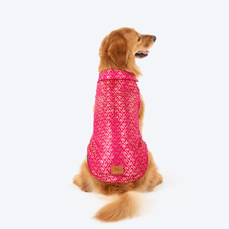 HUFT Petals & Pyaar Brocade Sherwani For Dog - Rani Pink - Heads Up For Tails