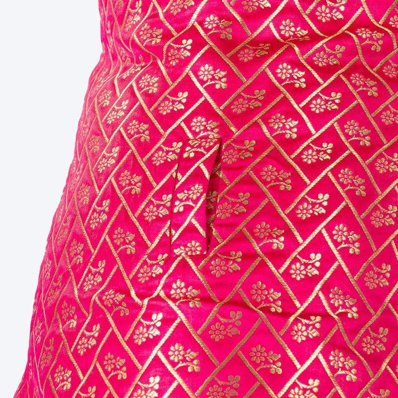 HUFT Petals & Pyaar Brocade Sherwani For Dog - Rani Pink - Heads Up For Tails