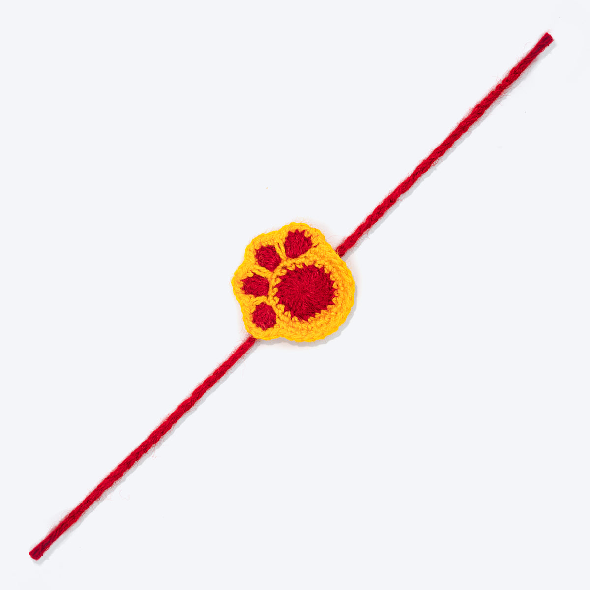 HUFT Furever Bandhan Crochet Rakhi For Cat & Dog - Red & Yellow - Heads Up For Tails