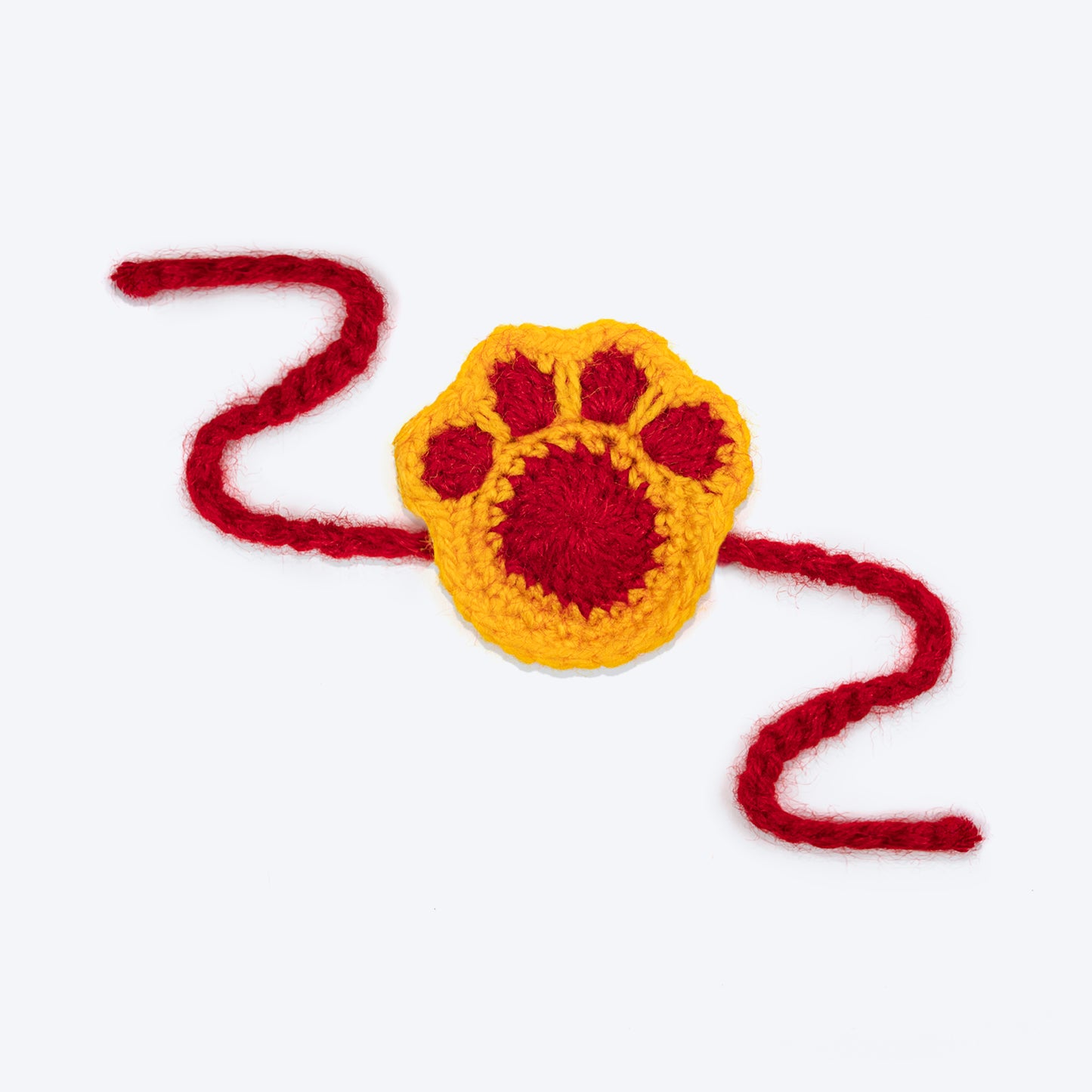 HUFT Furever Bandhan Crochet Rakhi For Cat - Red & Yellow