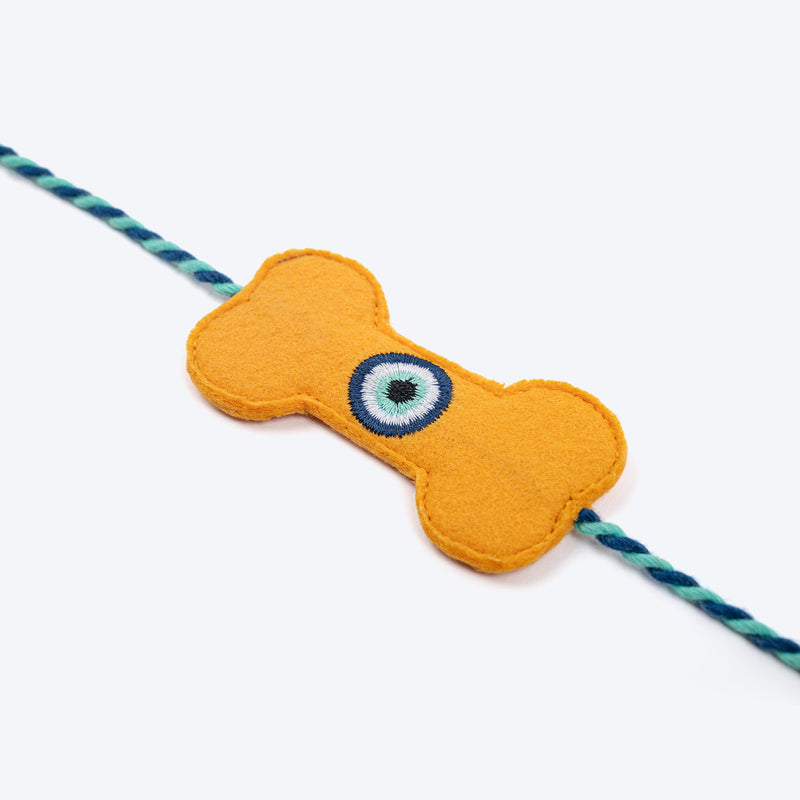 HUFT Nazar Buster Tie Rakhi For Dog & Cat - Yellow - Heads Up For Tails