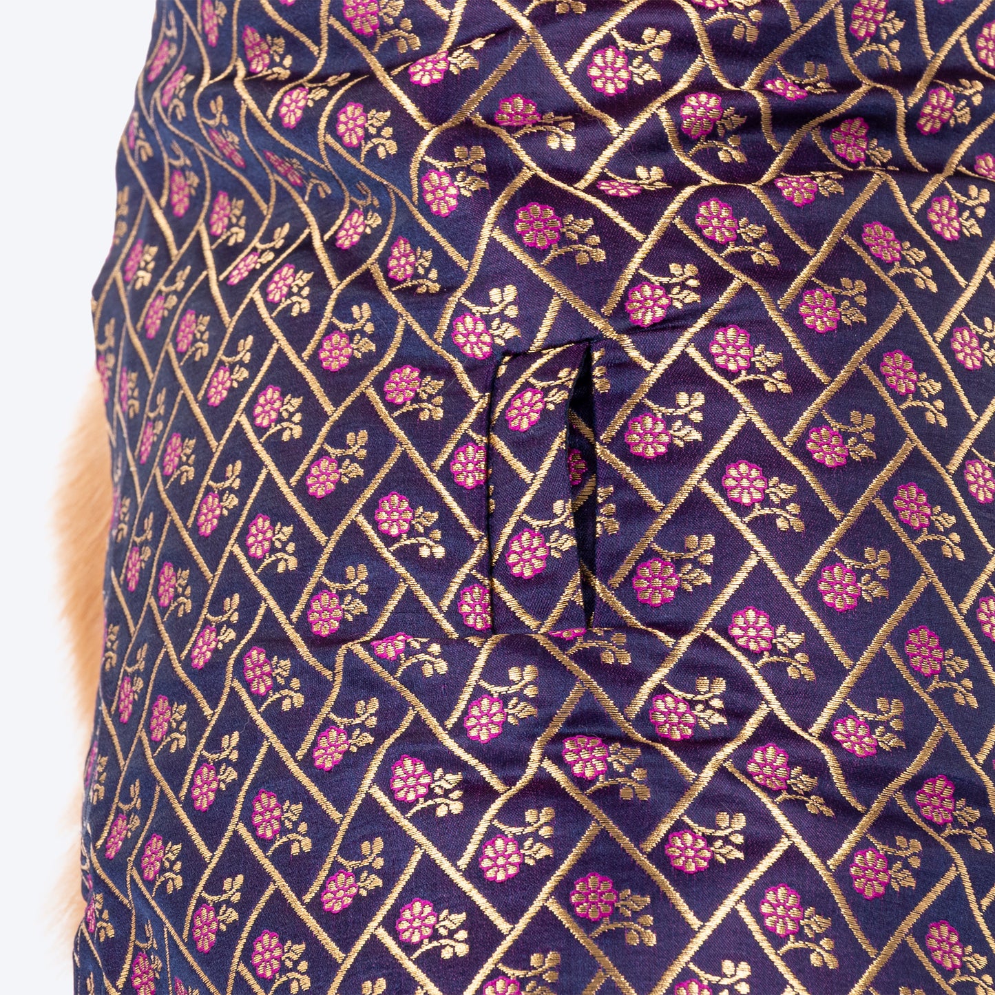 HUFT Petals & Pyaar Brocade Sherwani For Dog - Navy Blue - Heads Up For Tails
