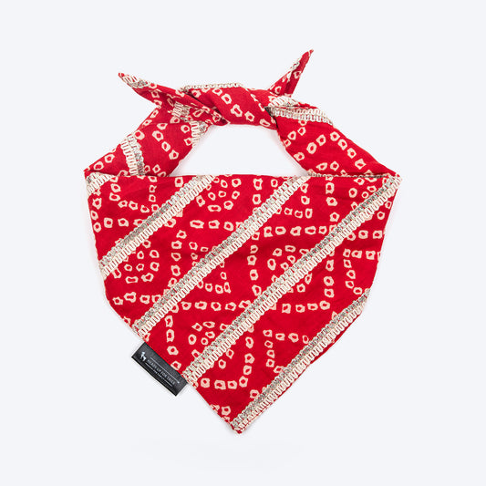 HUFT Bandhani Bandhan Knot Bandana For Dog - Red