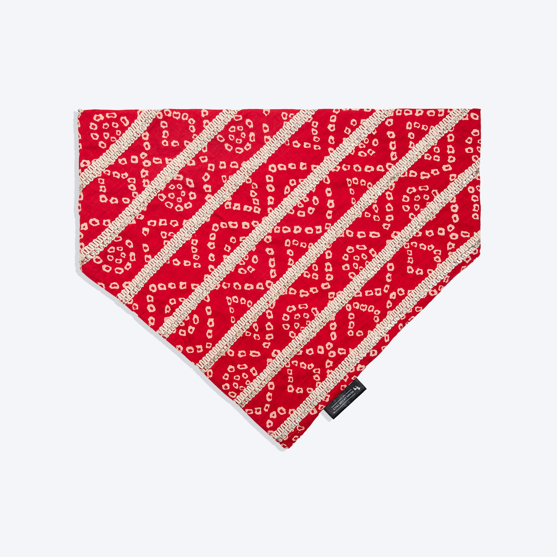 HUFT Bandhani Bandhan Knot Bandana For Dog - Red - Heads Up For Tails