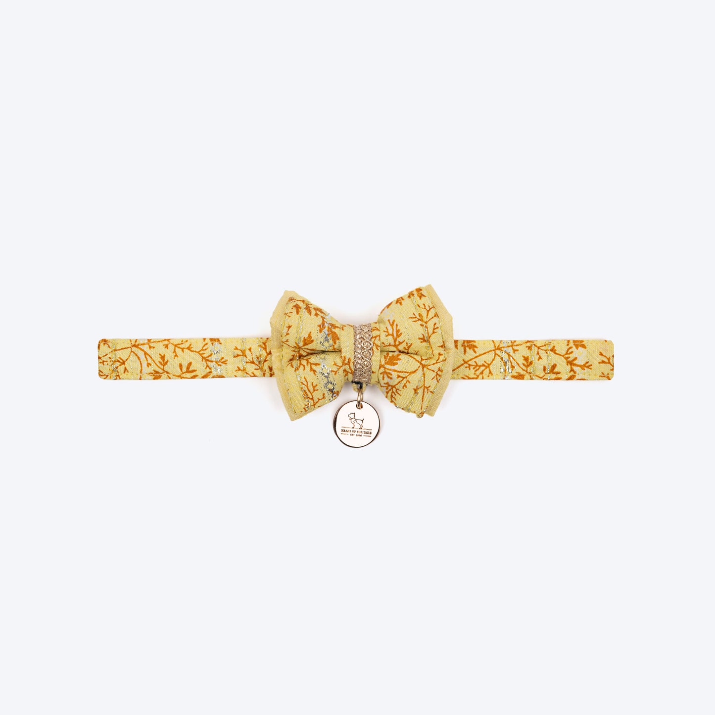 HUFT Desi Bloom Bow Tie With Strap For Cat - Yellow - Heads Up For Tails