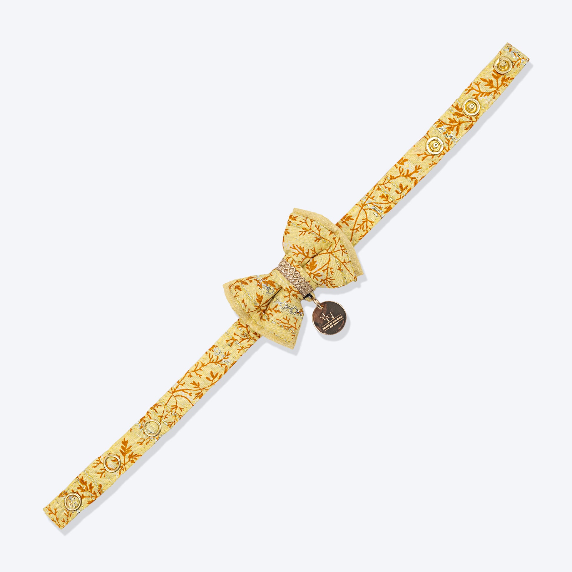 HUFT Desi Bloom Bow Tie With Strap For Cat - Yellow - Heads Up For Tails