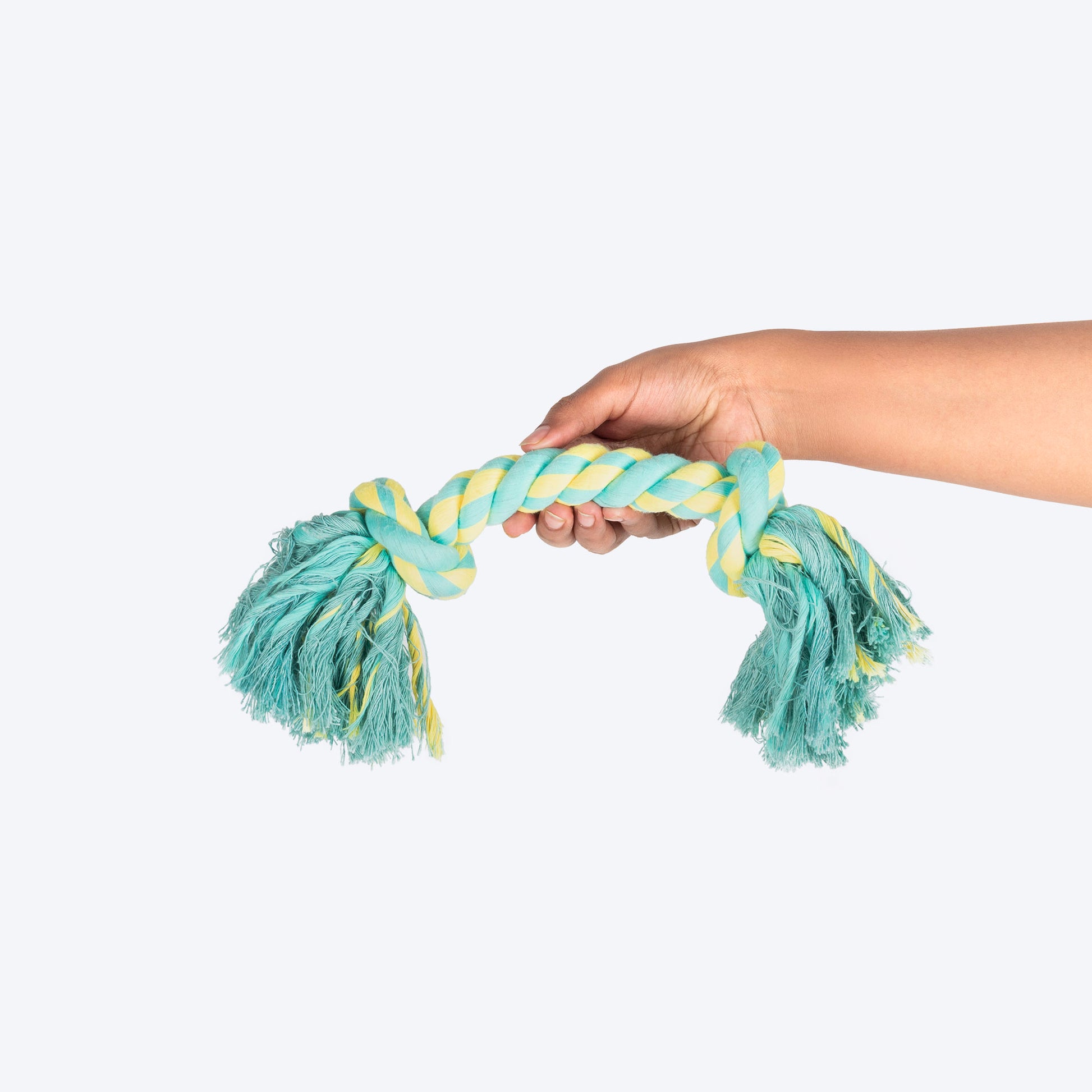 TLC Mighty Tug Rope Toy For Dog - Blue & Yellow - Heads Up For Tails