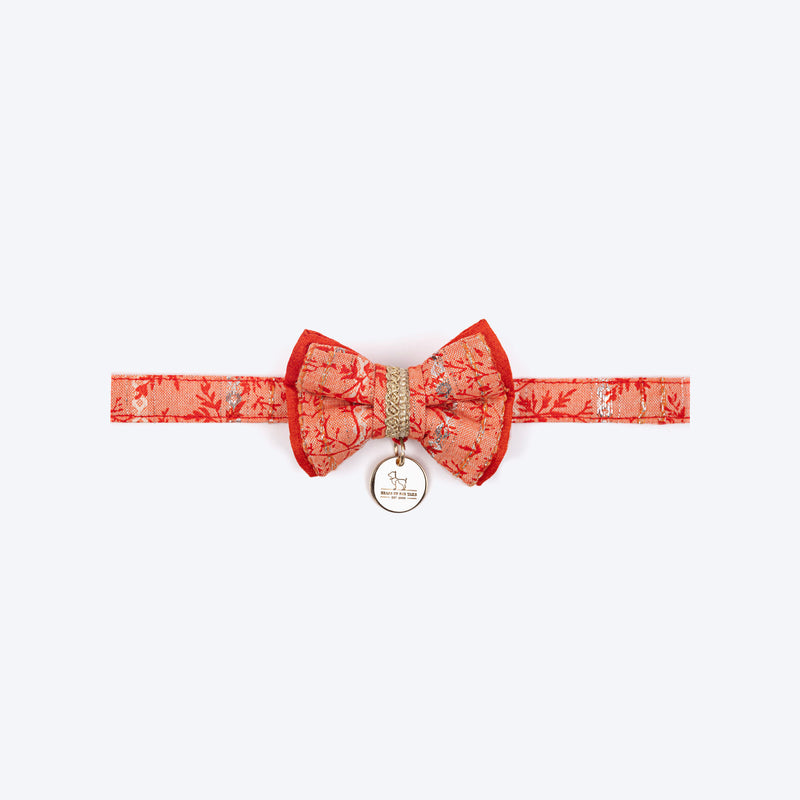HUFT Desi Bloom Bow Tie With Strap For Cat - Orange - Heads Up For Tails