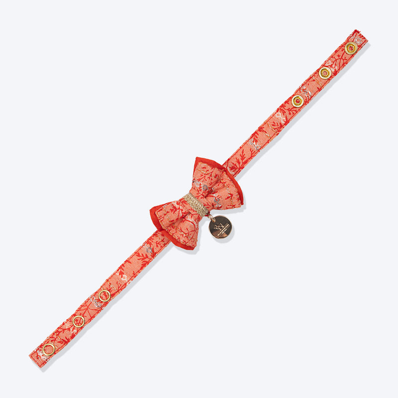 HUFT Desi Bloom Bow Tie With Strap For Cat - Orange - Heads Up For Tails