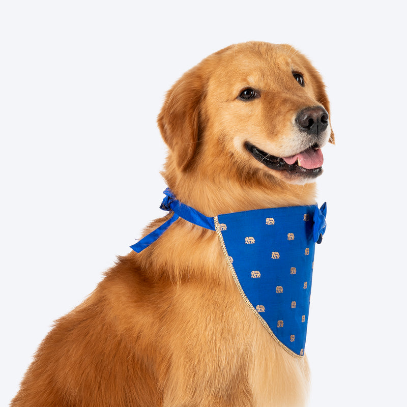 HUFT Royal Elephant Bandana For Dog - Royal Blue - Heads Up For Tails