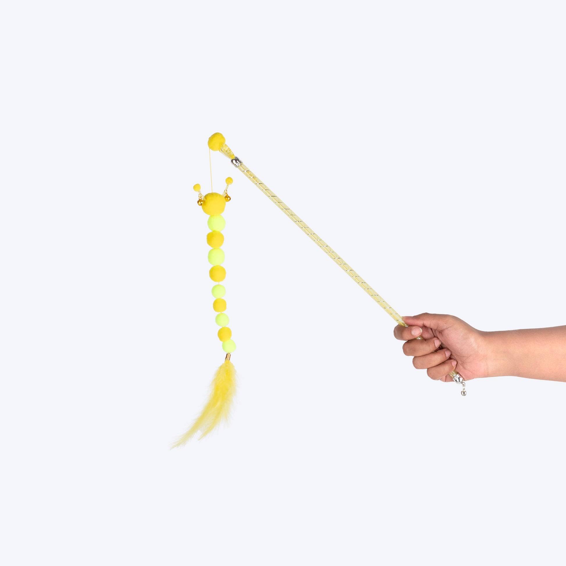 TLC Pompom Dazzle Wand Toy For Cat - Yellow - Heads Up For Tails