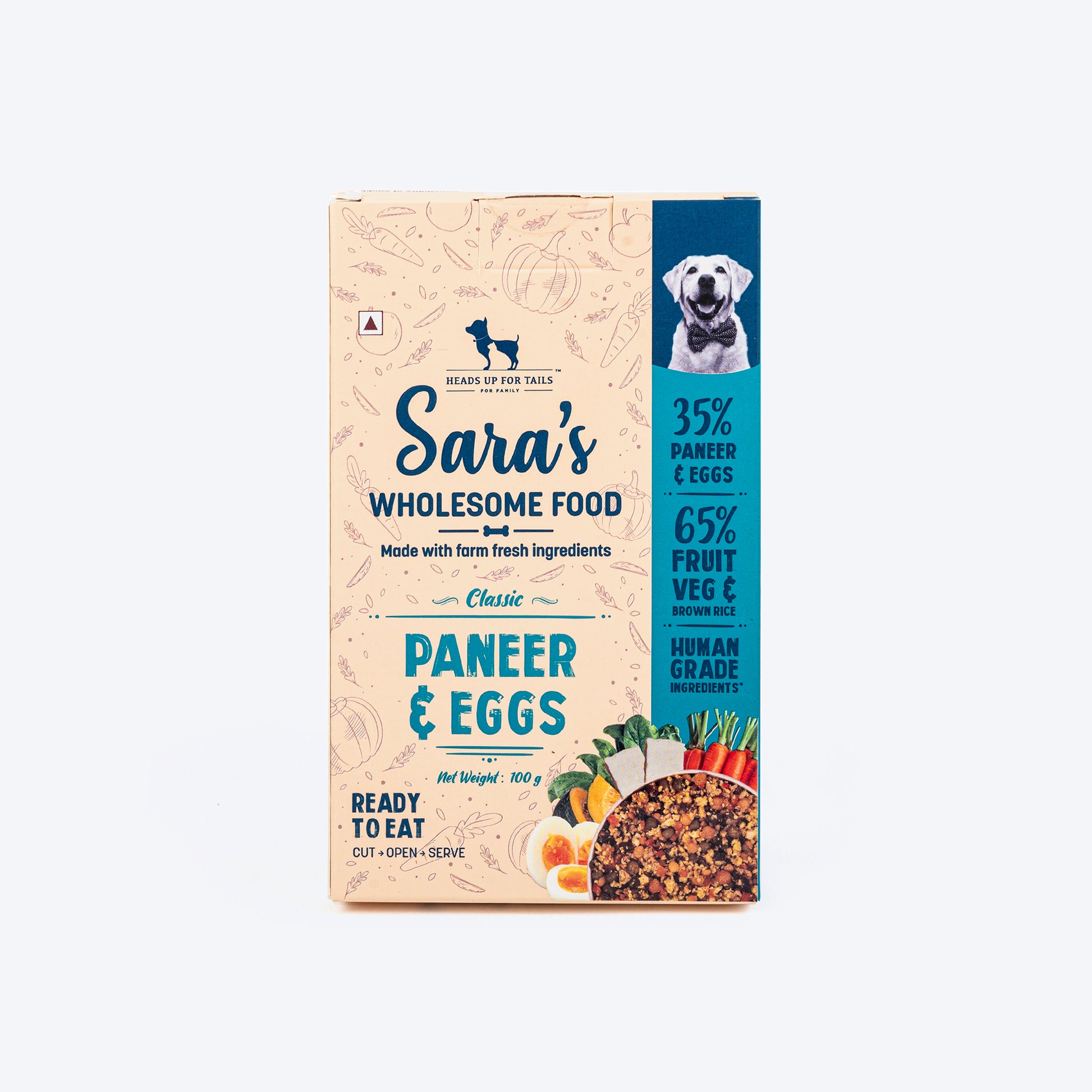 HUFT Sara's Wholesome Food - Classic Paneer & Eggs And Grain-Free Lamb & Apple Combo (2 x 100 g) - Heads Up For Tails