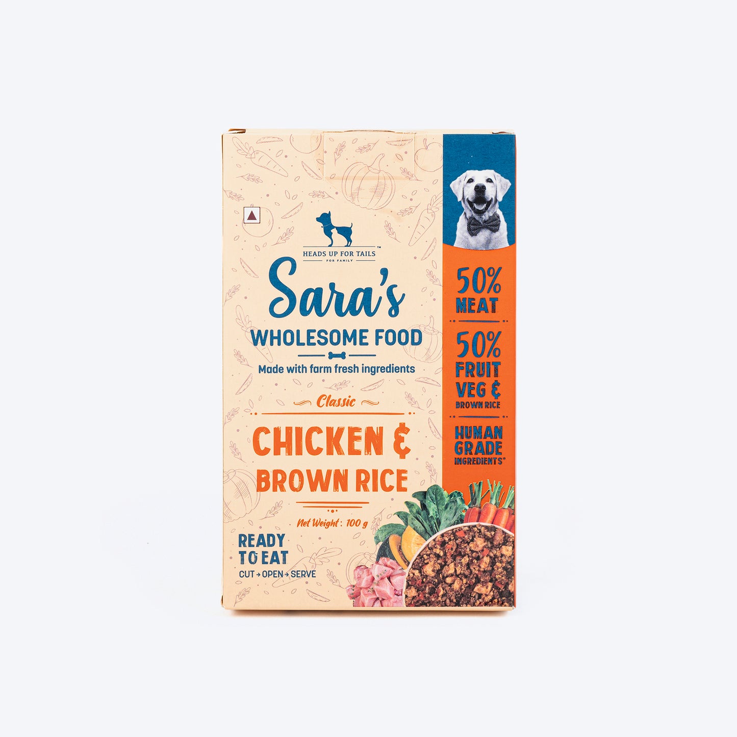 HUFT Sara's Wholesome Food - Classic Chicken & Brown Rice And Grain-Free Turkey Combo (2 x 100 g) - Heads Up For Tails