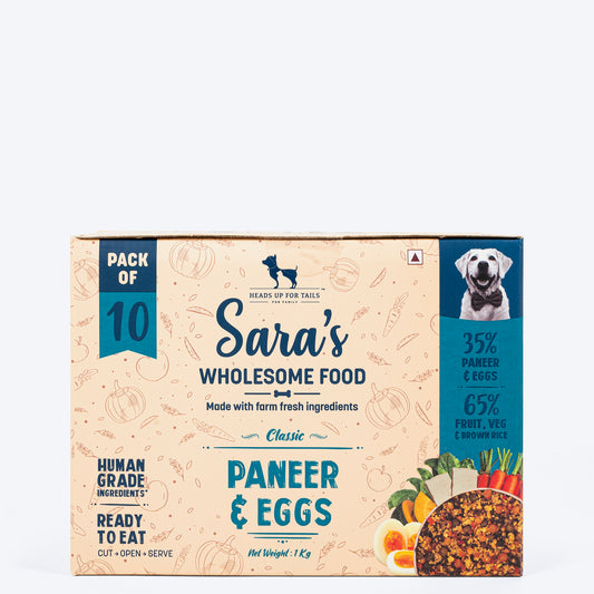 HUFT Sara's Wholesome Food - Classic Paneer And Eggs Dog Food - (10 x 100g) - Heads Up For Tails