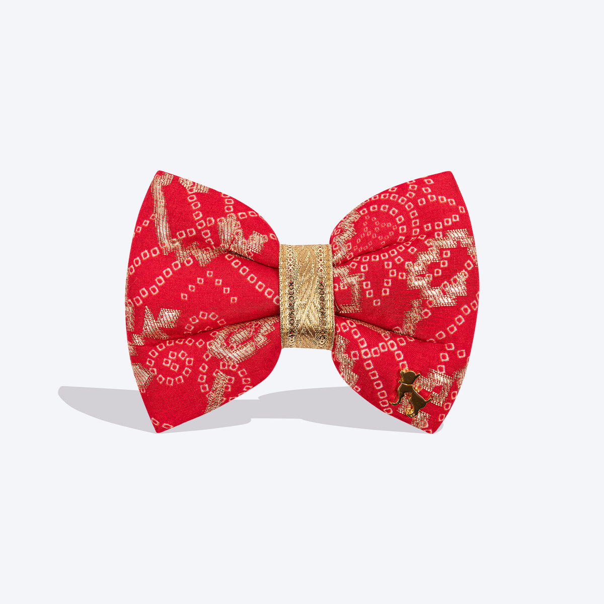 HUFT Bandhani Breeze Bow Tie For Dog - Scarlet Red - Heads Up For Tails