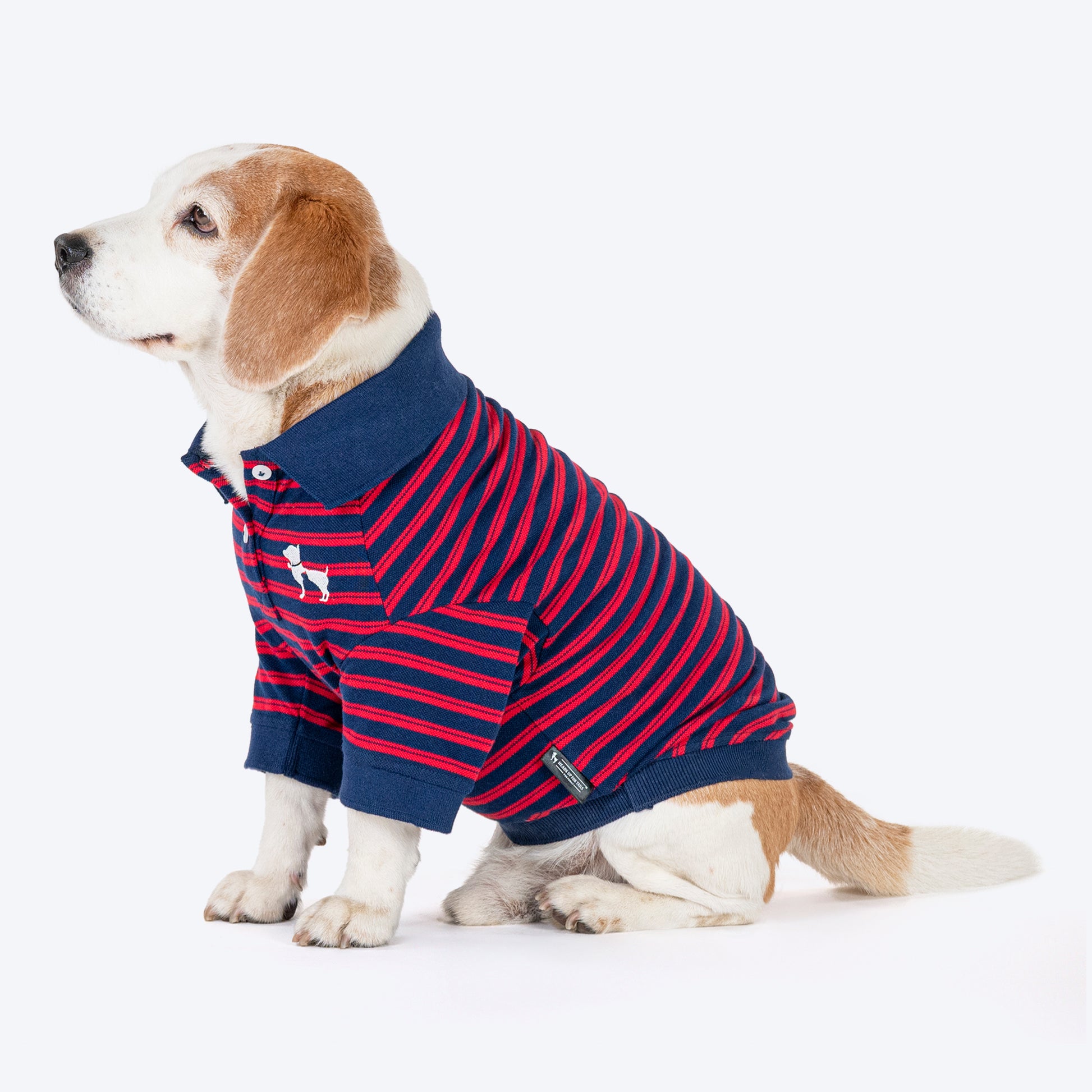 HUFT Stripe Polo Tees For Dogs & Cats - Red & Blue - Heads Up For Tails