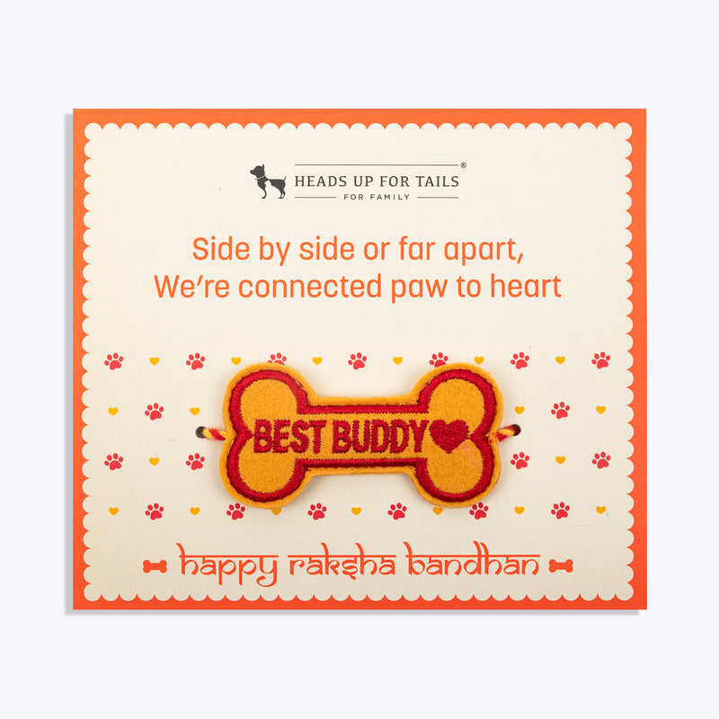 HUFT Best Buddy Tie Rakhi For Dog & Cat - Yellow