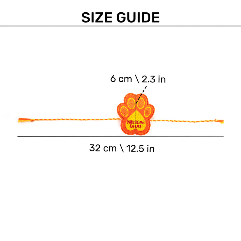 HUFT Pawsome Bhai Tie Rakhi For Dog & Cat - Orange