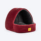 TLC Cave Bedding With Removable Cushion For Dog & Cat - Maroon & Grey - Heads Up For Tails