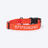 HUFT Personalised Classic (Mobile No.) Dog Collar - Rust Orange - Heads Up For Tails