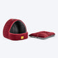 TLC Cave Bedding With Removable Cushion For Dog & Cat - Maroon & Grey - Heads Up For Tails