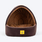 TLC Cave Bedding With Removable Cushion For Dog & Cat - Dark Brown & Beige - Heads Up For Tails