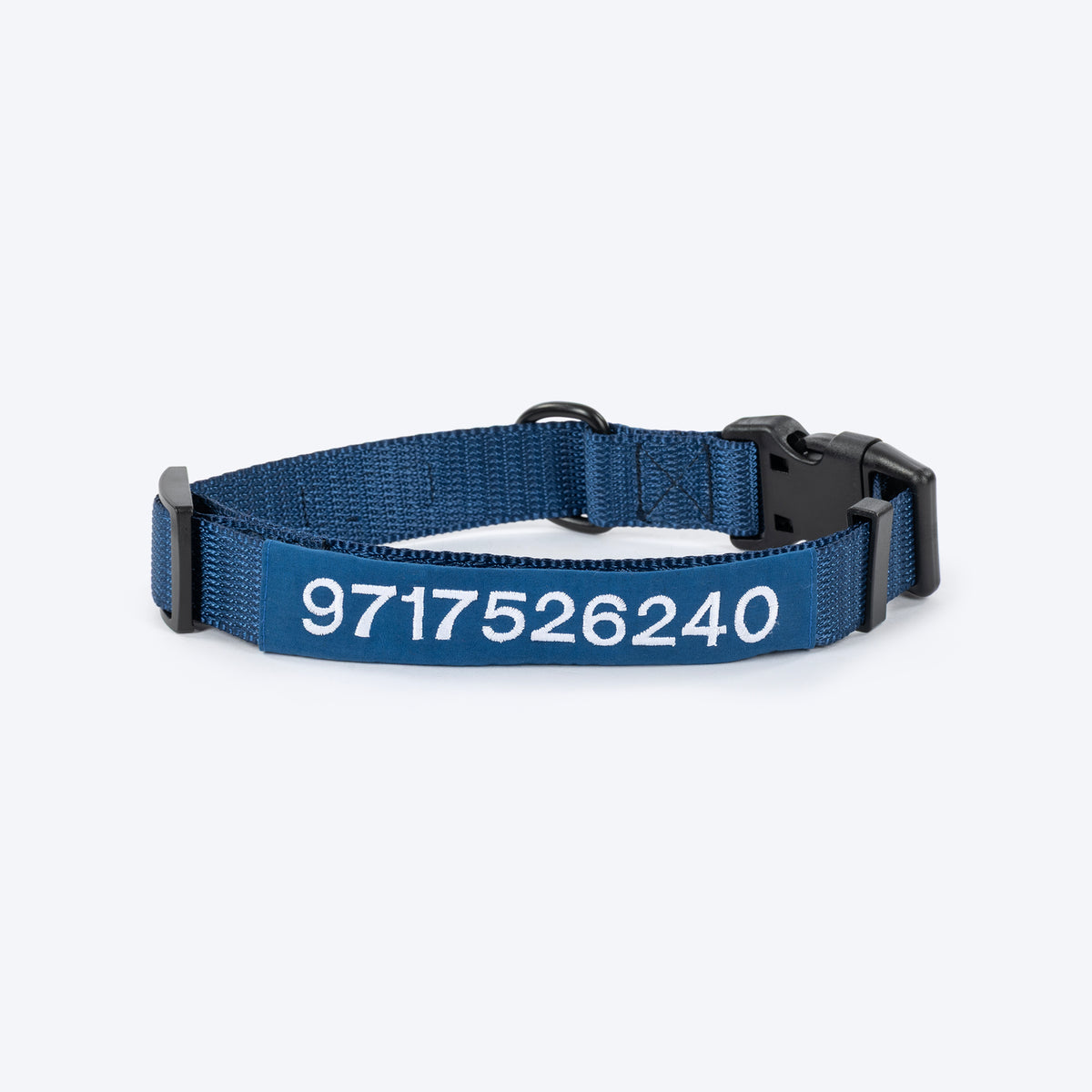 HUFT Personalised Classic (Mobile No.) Dog Collar - Navy - Heads Up For Tails