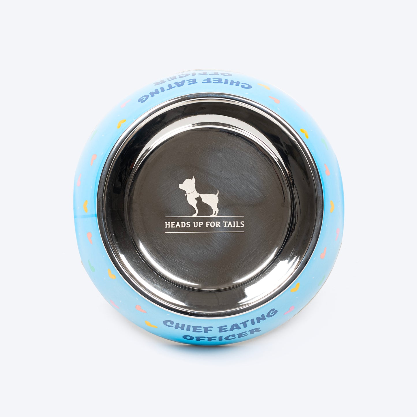 HUFT Chief Eating Officer Printed Melamine Bowl For Dogs - Skyblue - Heads Up For Tails