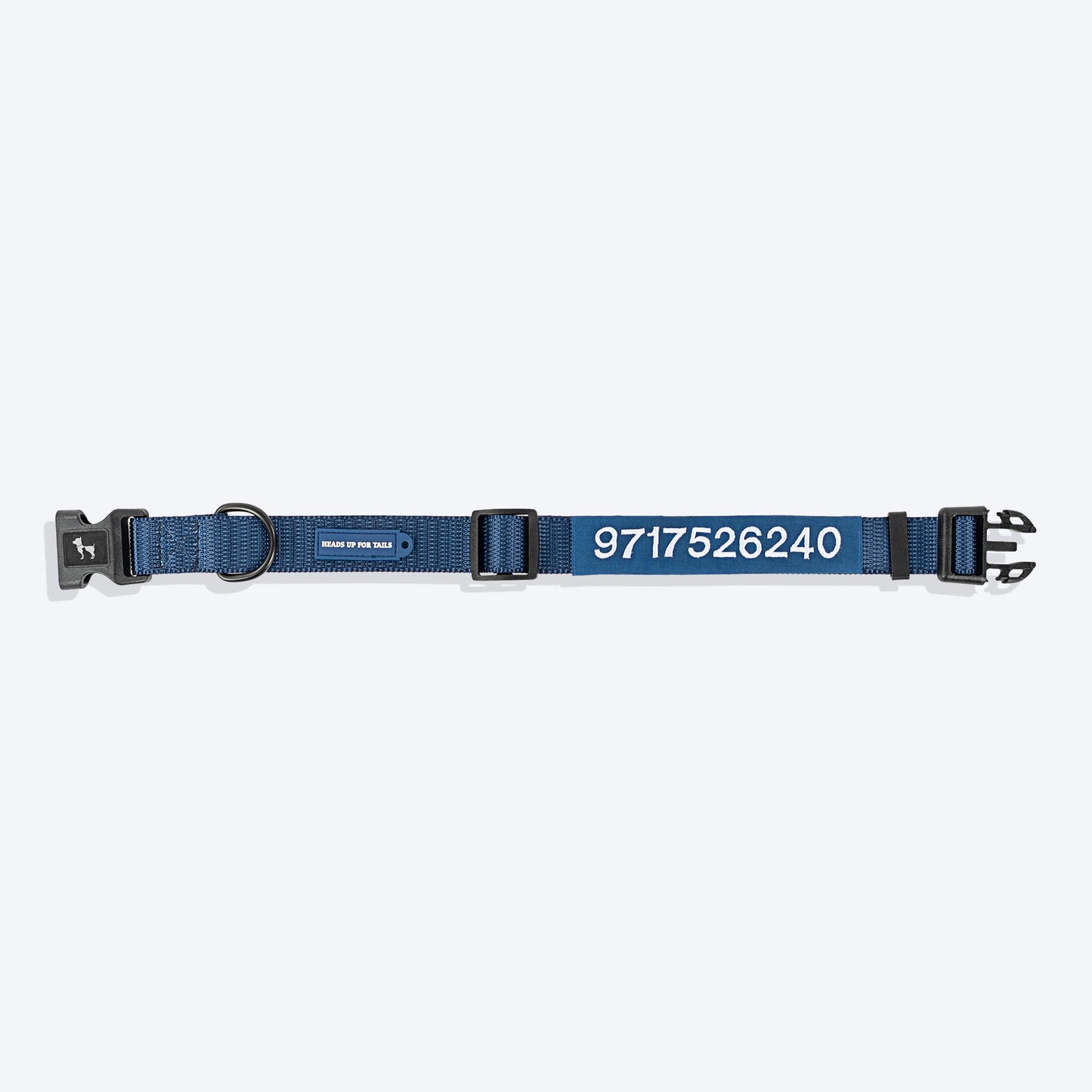 HUFT Personalised Classic (Mobile No.) Dog Collar - Navy