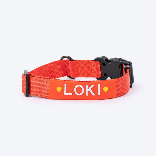 HUFT Personalised Classic Dog Collar - Rust Orange