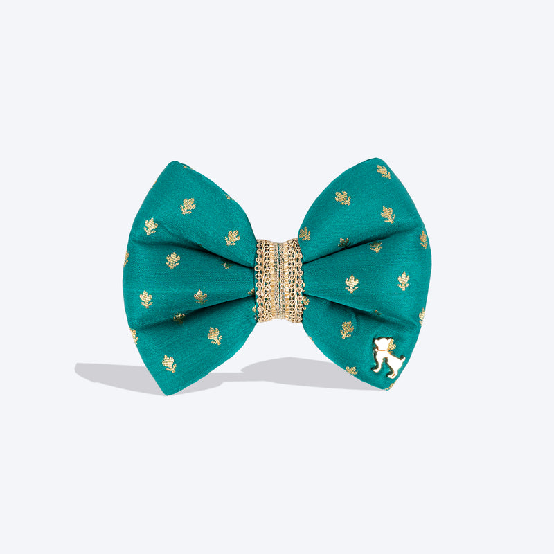 HUFT Desi Dazzle Bow Tie For Dog - Green - Heads Up For Tails