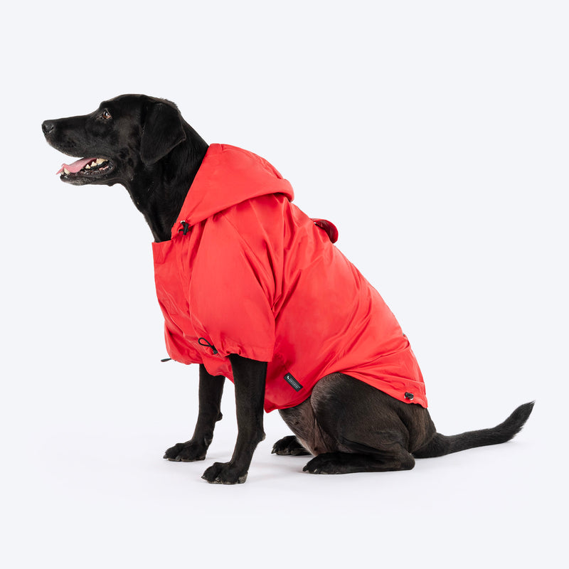 HUFT Magical Mist Raincoat With Harness Opening For Dog - Red - Heads Up For Tails