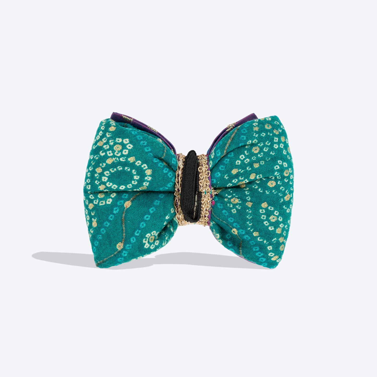 HUFT Desi Glam Bow Tie For Dog - Purple & Green