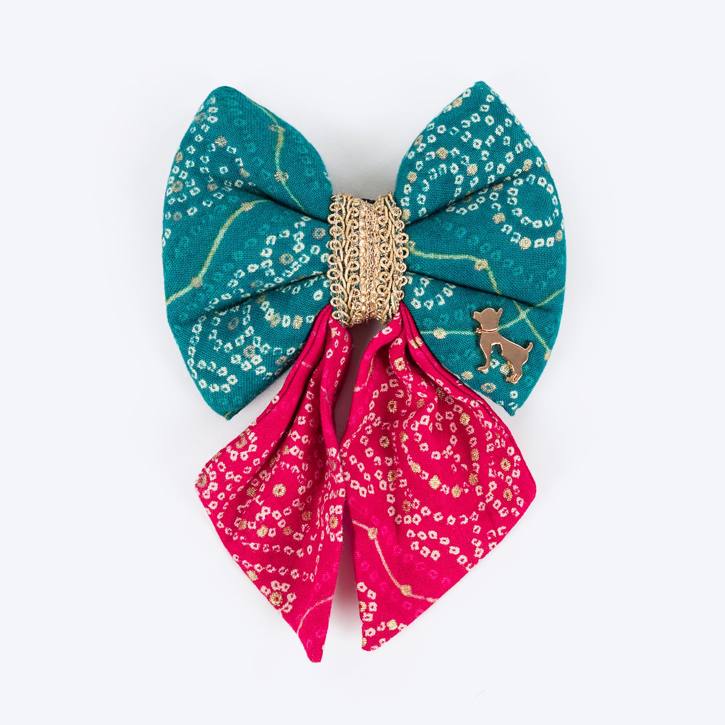 HUFT Rang Biranga Bow Tie For Dog - Green & Pink