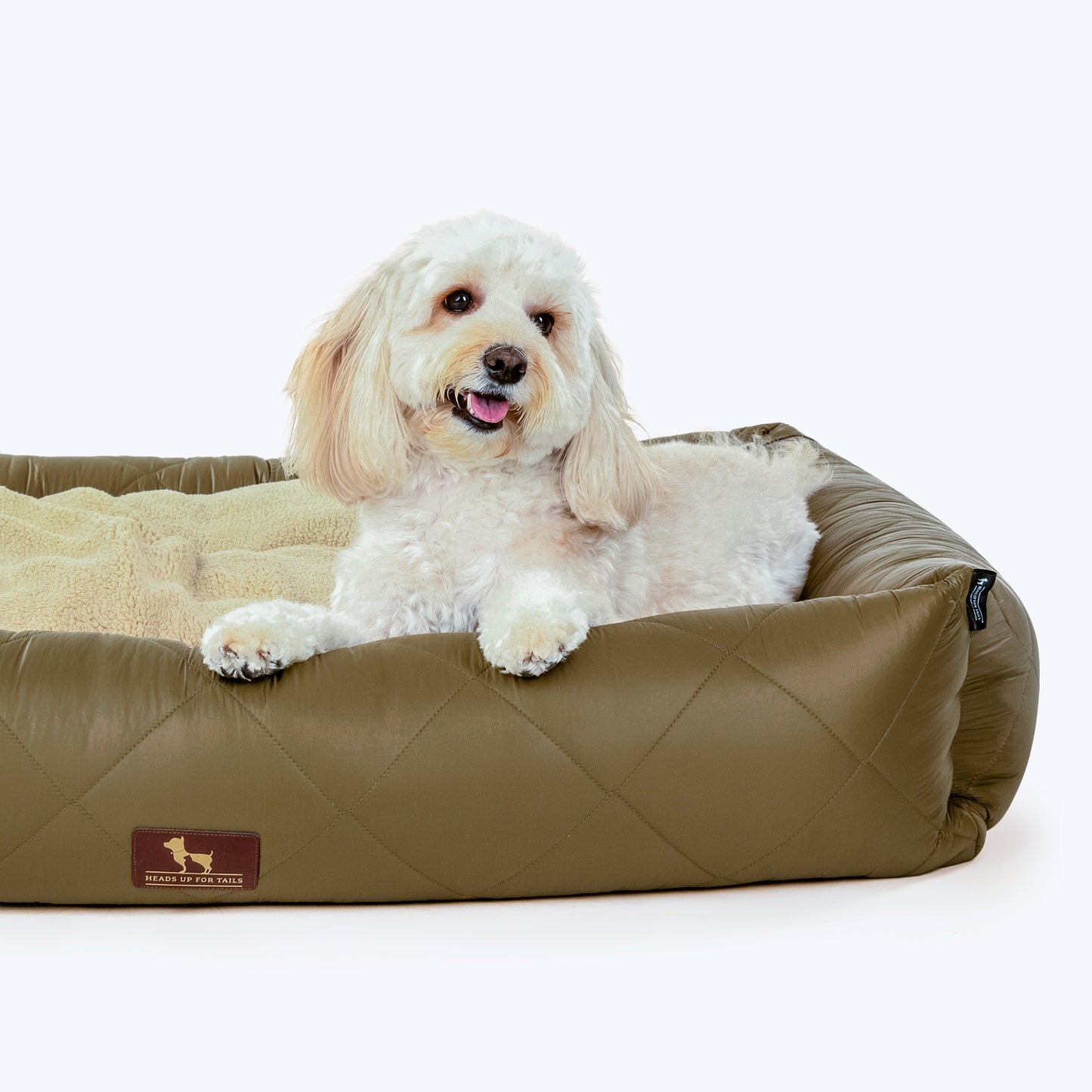 HUFT Fluff & Puff Quilted Lounger Dog Bed - Olive Green - Heads Up For Tails