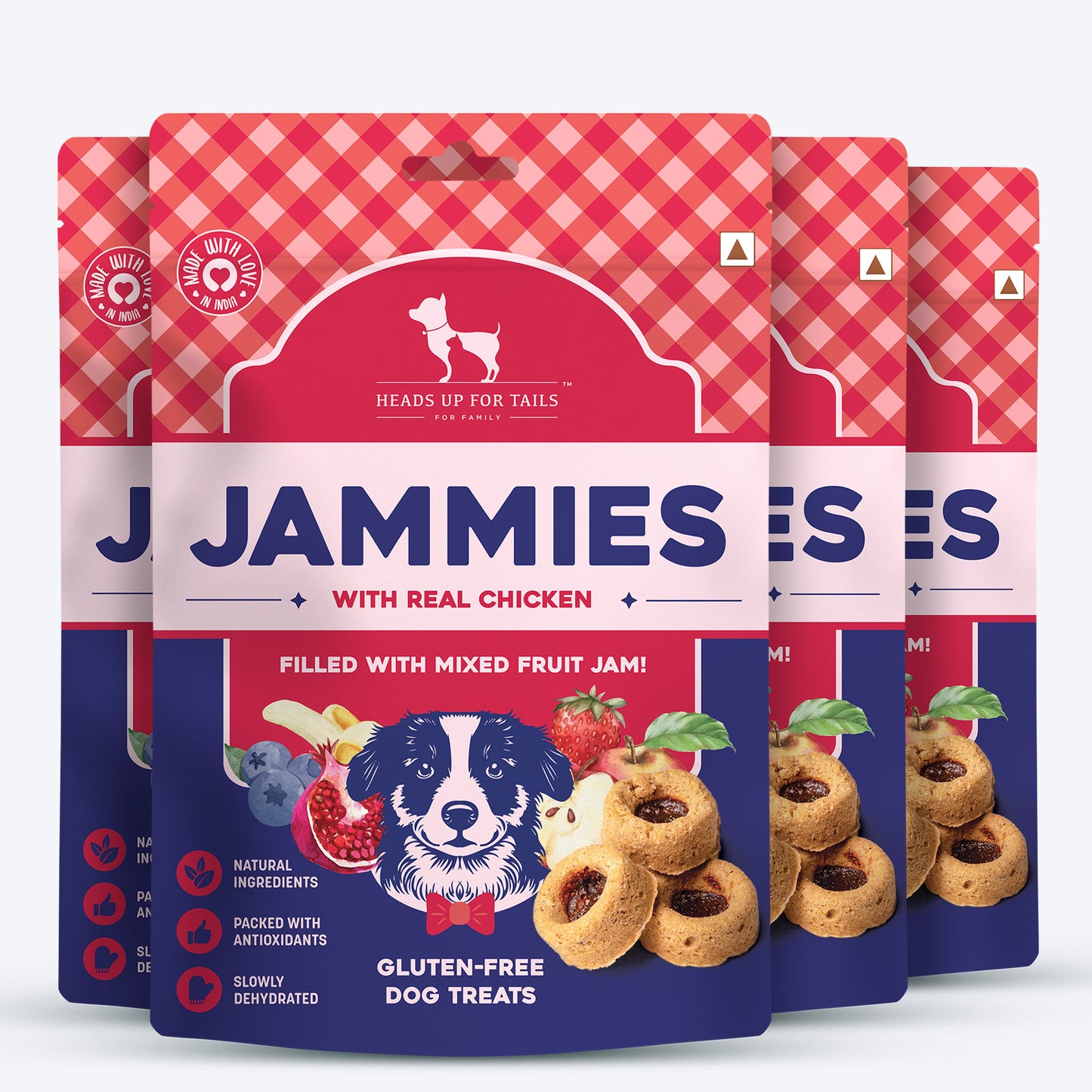 HUFT Jammies With Real Chicken Filled With Mixed Fruit Jam Treat For Dogs - 100 g - Heads Up For Tails