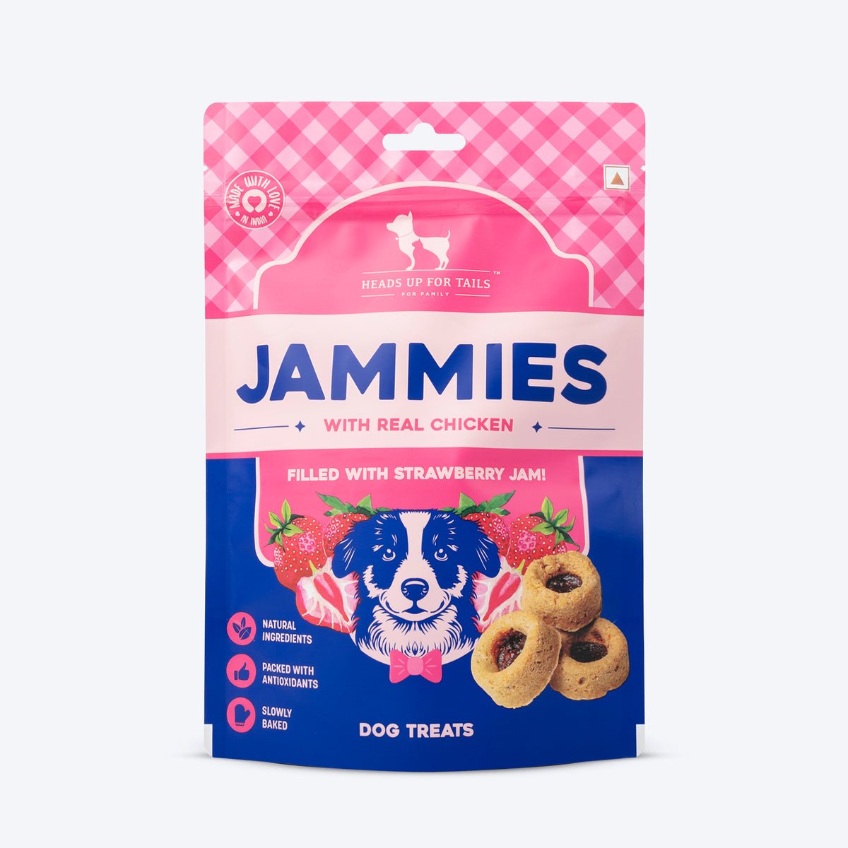 HUFT Jammies - Chicken Filled With Strawberry Jam Dog Treats - 100 g, Anti-Oxidant, Vitamin C