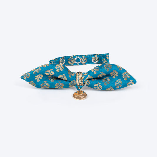HUFT Festive Desi Glam Cat Bow Tie With Strap - Teal - Heads Up For Tails