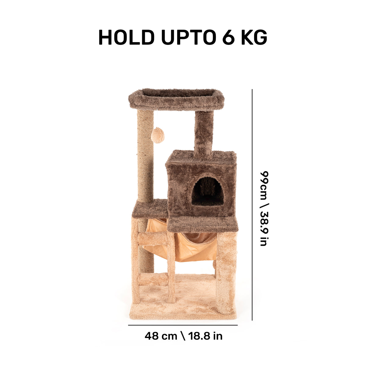 HUFT Purrfect Playhouse Multipurpose Cat Tree - Brown & Beige
