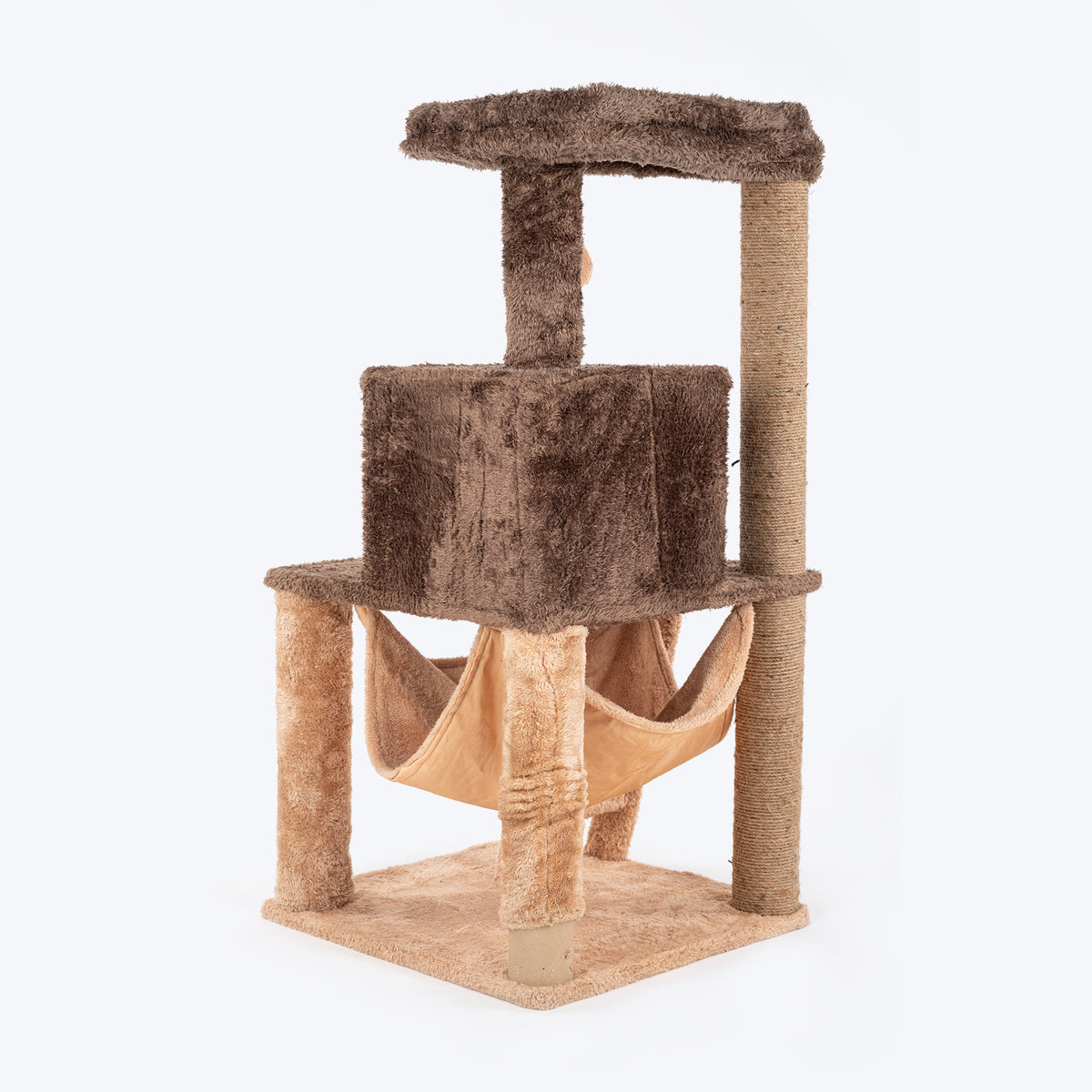 HUFT Purrfect Playhouse Multipurpose Cat Tree - Brown & Beige
