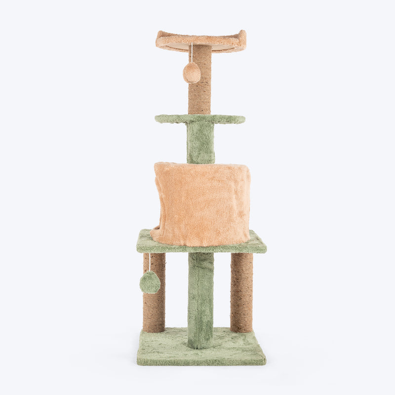 HUFT Dreamy Purrch Multipurpose Cat Tree - Green & Beige