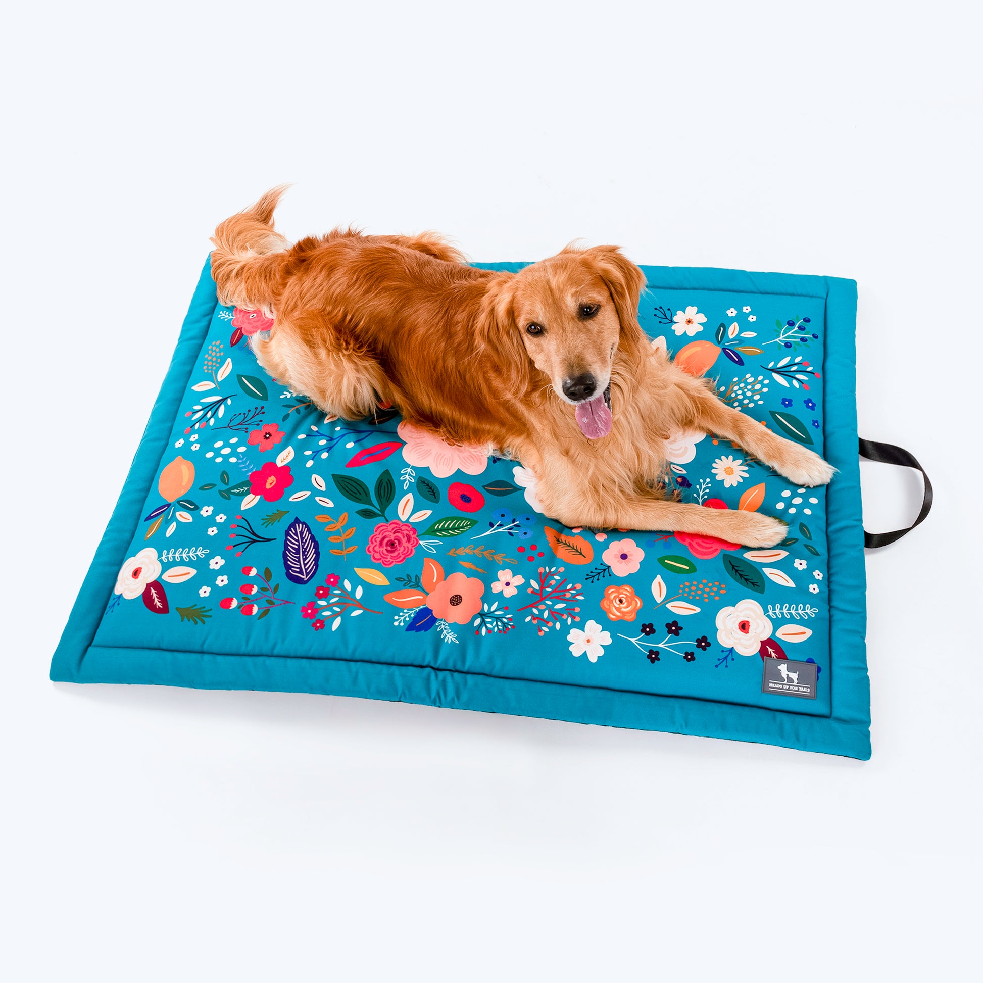 HUFT Blooming Days Lounger Mat For Dog & Cat - Teal Green - Heads Up For Tails