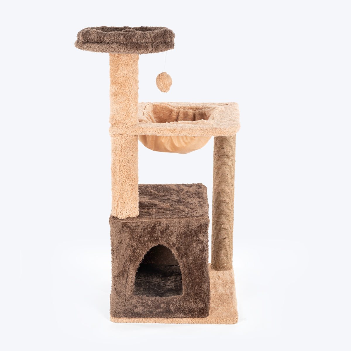 HUFT Cozy Crest Multipurpose Cat Tree - Brown & Beige