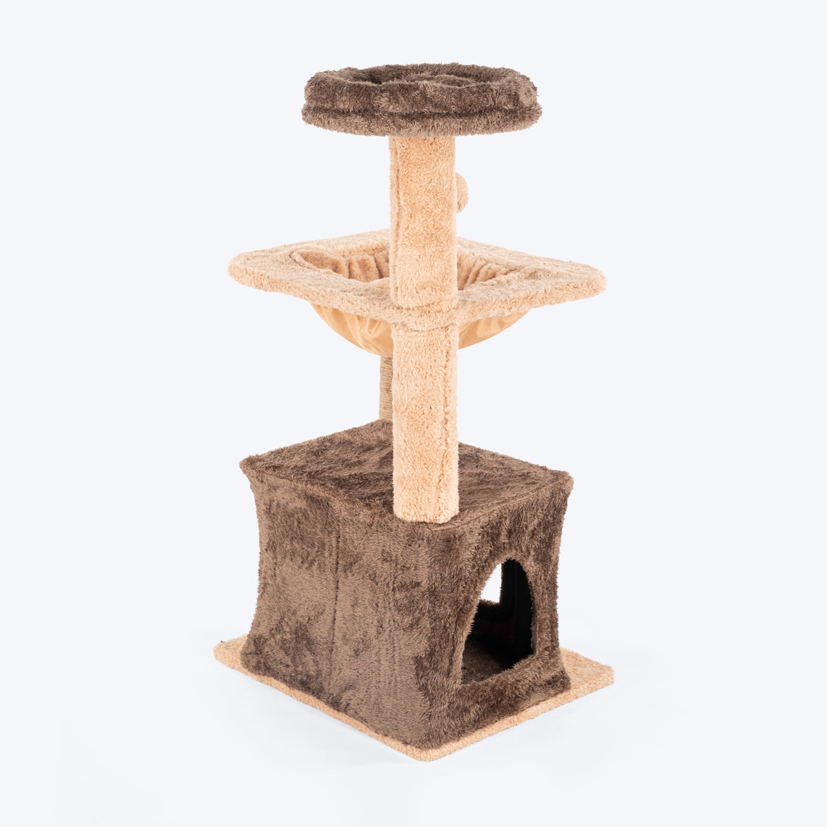 HUFT Cozy Crest Multipurpose Cat Tree - Brown & Beige